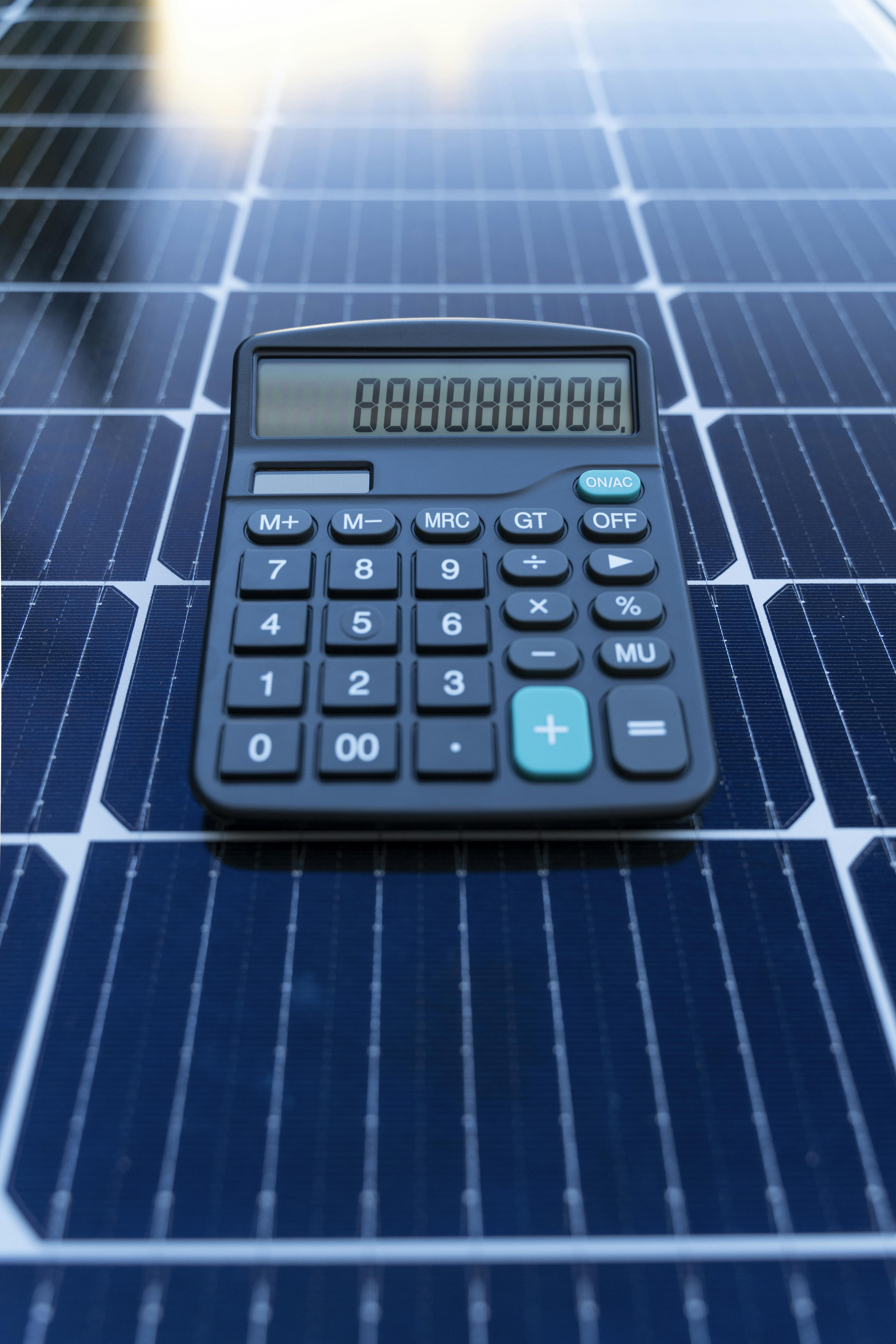 Solar panels with a calculator
