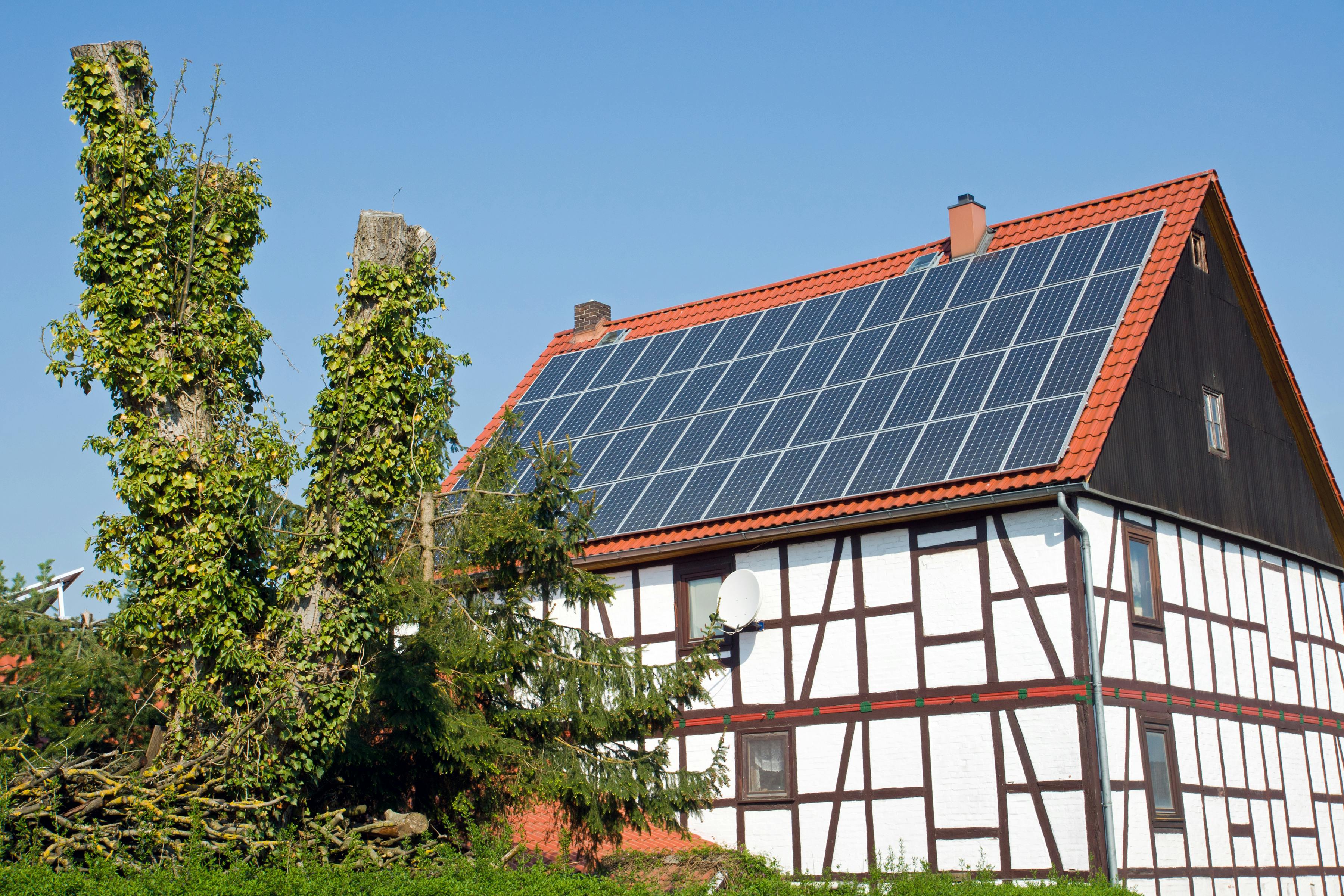 Old house with solar panels